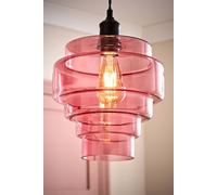 Valuelights Lane Glass 5 Tier Layered Easy Fit Ceiling Pendant Lamp Shade In Bright Pink Bright Pink