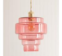 ValueLights Lane Pink Glass 5 Tier Layered Easy Fit Pendant Lamp Shade