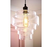 ValueLights | Lane Clear Glass 5 Tier Layered Easy Fit Ceiling Pendant Lamp Shade | Shades, Home Décor & Improvement Essential | 235mm Shade Width