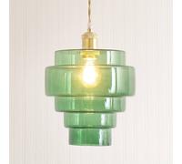 Valuelights Lane Glass 5 Tier Layered Easy Fit Ceiling Pendant Lamp Shade With Led Bulb In Bright Green Bright Green One Size