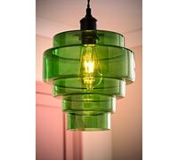ValueLights Lane Green Glass 5 Tier Layered Pendant Shade & Bulb