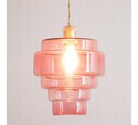 Valuelights Lane Glass 5 Tier Layered Easy Fit Ceiling Pendant Lamp Shade With Led Bulb In Bright Pink Bright Pink One Size