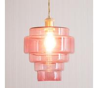 Lane Glass 5 Tier Layered Easy Fit Ceiling Pendant Lamp Shade with LED Bulb ValueLights Bright Pink One Size