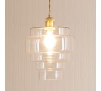 Lane Glass 5 Tier Layered Easy Fit Ceiling Pendant Lamp Shade with LED Bulb ValueLights Clear One Size