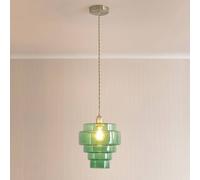 Valuelights Lane Glass 5 Tier Layered Shade Brushed Chrome Ceiling Pendant Light In Bright Green Bright Green One Size