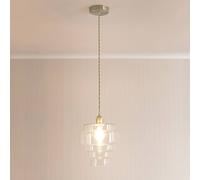 ValueLights Lane Clear Glass 5 Tier Layer Shade Chrome Single Pendant
