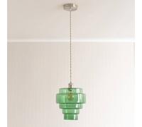 Lane Glass 5 Tier Shade Brushed Chrome Ceiling Pendant Light and Bulb ValueLights Bright Green One Size