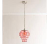 Valuelights Lane Glass 5 Tier Shade Brushed Chrome Ceiling Pendant Light And Bulb In Bright Pink Bright Pink One Size