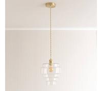ValueLights Lane Clear Glass 5 Tier Shade Gold Single Pendant & Bulb