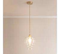 Lane Glass 5 Tier Shade Brushed Gold Single Ceiling Pendant Light ValueLights Clear One Size