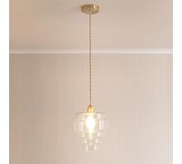 Valuelights Lane Clear Glass 5 Tier Layer Shade Brushed Gold Single Ceiling Pendant Light