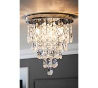 Valuelights Lara Chrome Flush Chandelier Style Acrylic Droplet Ceiling Light In Silver Silver