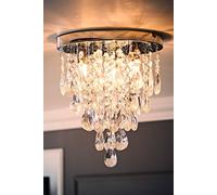 Lara Chrome Flush Chandelier Style Acrylic Droplet Ceiling Light with LED Bulb ValueLights Silver One Size