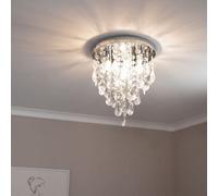 Valuelights Lara Silver Chrome Chandelier Ceiling Light Fitting With Clear Jewel Droplets - Led Bulbs Included