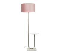 ValueLights | Large Brushed Chrome Curved Stem Marble Floor Lamp Coffee Table Living Room Lounge Standing Light - Blush Pink Velvet Shade | Floor Lamps & Home Improvements Essential
