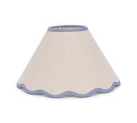 ValueLights | Large Easy Fit Natural Linen Tapered Light Shade with Blue Scallop Trim | Lamp Shades, Home Décor & Improvement Essential | 410mm Shade Width