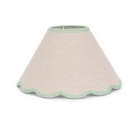 ValueLights | Large Easy Fit Natural Linen Tapered Light Shade with Green Scallop Trim for Ceiling Floor Table Lamp | Shades & Home Improvements Essential | 410cm Shade Width