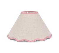 ValueLights | Large Easy Fit Natural Linen Tapered Light Shade with Pink Scallop Trim | Lamp Shades, Home Décor & Improvement Essential | 410cm Shade Width