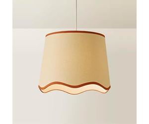 ValueLights | Large Easy Fit Natural Scallop Light Shade with Rust Trim Bedroom Hallway Lampshade | Shades, Home Décor & Improvement Essential | 350mm Shade Width