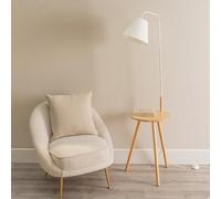 ValueLights | Large Wooden Floor Lamp with Fabric Tapered Shade Coffee Table Living Room Lounge Standing Light | Floor Lamps & Home Improvements Essential
