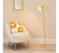ValueLights Lark Mustard Yellow Metal Task Floor Lamp and LED Bulb