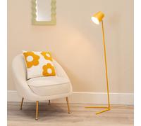 ValueLights Lark Mustard Yellow Metal Task Floor Lamp and LED Bulb