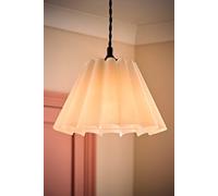 Valuelights Lauren White Fabric Pleated Scallop Edge Tapered Ceiling Floor Table Lamp Shade And Bulb (D)25Cm