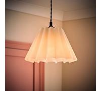 ValueLights | Easy Fit White Petal Pleated Fabric Scallop Tapered Light Shade Bedroom Hallway Lampshade | Shades, Home Décor & Improvement Essential | Included LED Bulb | 250mm Shade Width