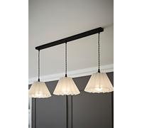 Lauren White Pleated Shade 3 Drop Bar Black Diner Ceiling Light ValueLights White One Size