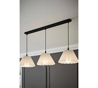 Lauren White Pleated Shade 3 Drop Bar Black Diner Ceiling Light ValueLights White One Size