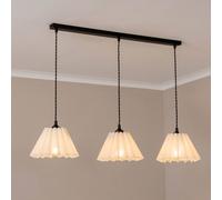Lauren White Pleated Shade 3 Drop Bar Black Diner Ceiling Light ValueLights White One Size