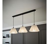 ValueLights Lauren White Pleated Shade 3 Drop Bar Black Diner Ceiling Light ValueLights White