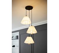 Lauren White Pleated Shade 3 Drop Cluster Black Ceiling Pendant Light ValueLights White One Size
