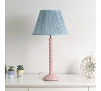 Valuelights Laurenne Small Blue Gathered Pleated Fabric Tapered Light Shade Table Lamp And Bulb (D)27.5Cm