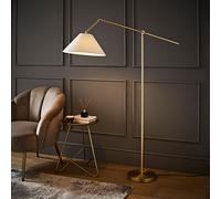 Layla Adjustable Angled Floor Lamp with Tapered Linen Lamp Shade ValueLights Gold One Size