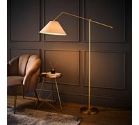 ValueLights Layla Adjustable Angled Floor Lamp with Tapered Linen Shade & Bulb in Gold ValueLights Gold