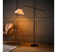 Valuelights Layla Adjustable Angled Floor Lamp With Tapered Linen Shade And Bulb In Black Black One Size