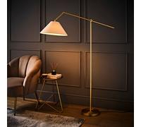 ValueLights Layla Adjustable Angled Floor Lamp with Tapered Linen Shade & Bulb in Gold ValueLights Gold