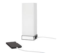 MiniSun | Modern Chrome and White Frosted Glass Touch Table Lamp with USB Charging Port | Table Lamps, Home Décor & Improvement Essential | Includes 5W LED Bulb [3000K Warm White]