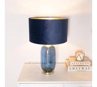 Valuelights Leigh Navy Blue And Gold Glass Table Lamp With Navy Velvet And Gold Inner Shade And Led Bulb