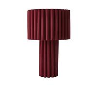ValueLights | Lenny Burgundy Wine Drum Lamp Shade Ribbed Full Fabric Table Lamp with LED Bulb | Table Lamps, Home Décor & Improvement Essential | Included LED Bulb