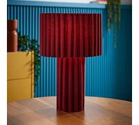 Valuelights Lenny Drum Lamp Shade Colour Drench Ribbed Fabric Table Lamp With Bulb In Burgundy Burgundy One Size