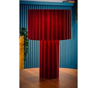 ValueLights | Lenny Burgundy Wine Drum Lamp Shade Ribbed Full Fabric Table Lamp with LED Bulb | Table Lamps, Home Décor & Improvement Essential | Included LED Bulb