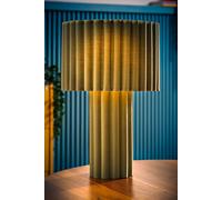 Valuelights Lenny Drum Lamp Shade Colour Drench Ribbed Fabric Table Lamp With Bulb In Pale Green Pale Green One Size