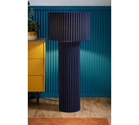 ValueLights Lenny Navy Blue Colour Drench Ribbed Fabric Floor Lamp