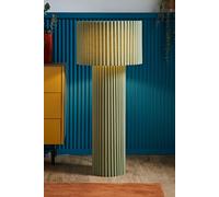 Valuelights Lenny Moss Green Drum Lamp Shade Colour Drench Ribbed Fabric Midi Floor Lamp
