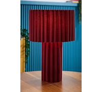 Valuelights Lenny Drum Lamp Shade Colour Drench Ribbed Full Fabric Table Lamp In Burgundy Burgundy