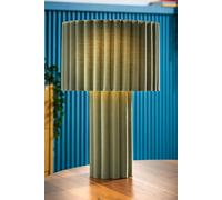 ValueLights Lenny Moss Green Colour Drench Ribbed Fabric Table Lamp