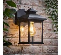 ValueLights | Leo Matte Black Traditional Lantern IP44 Wall Light with LED Bulb | Wall Lights, Home Décor & Improvement Essential | Mains Wired