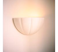 Valuelights Leonardo Paint-Me Plain Ceramic Scallop Flush Wall Light With Bulb